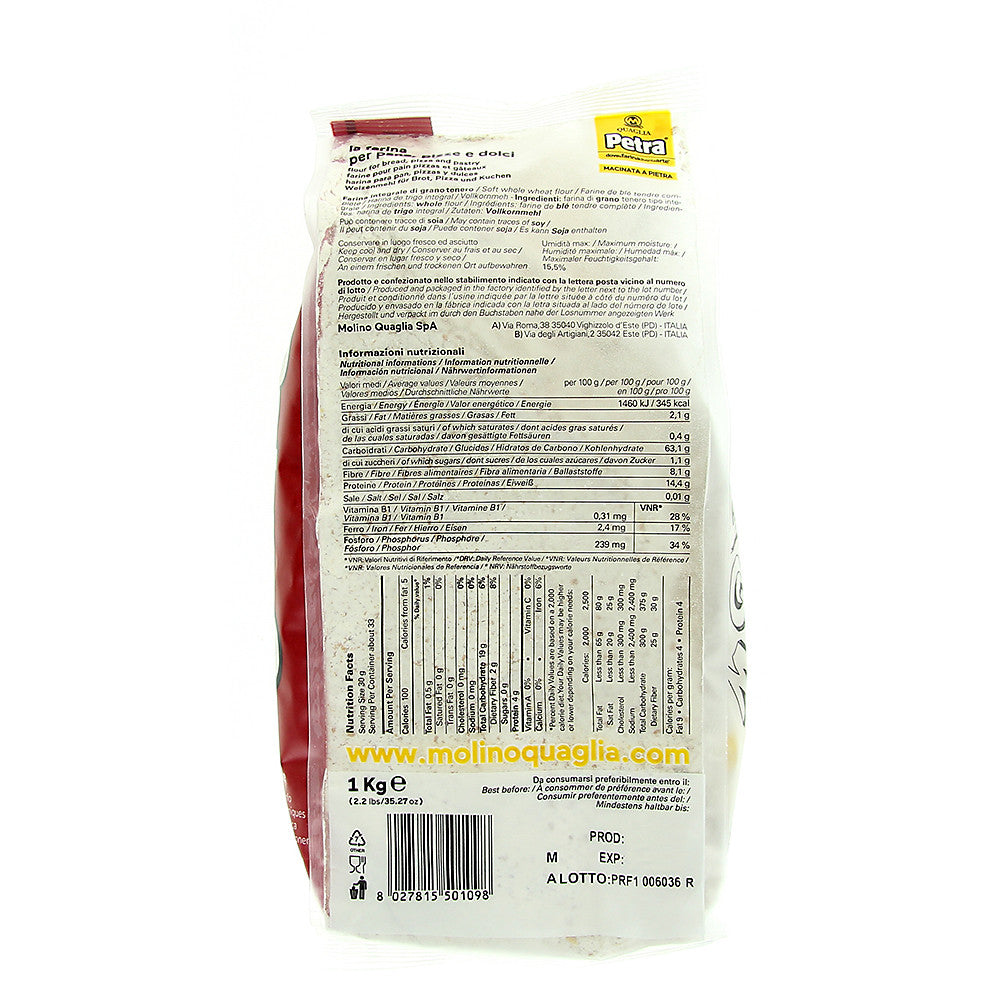 Petra 9 Stone-Milled Professional Whole Wheat Flour From 100% Certified Italian Wheat - Pizza